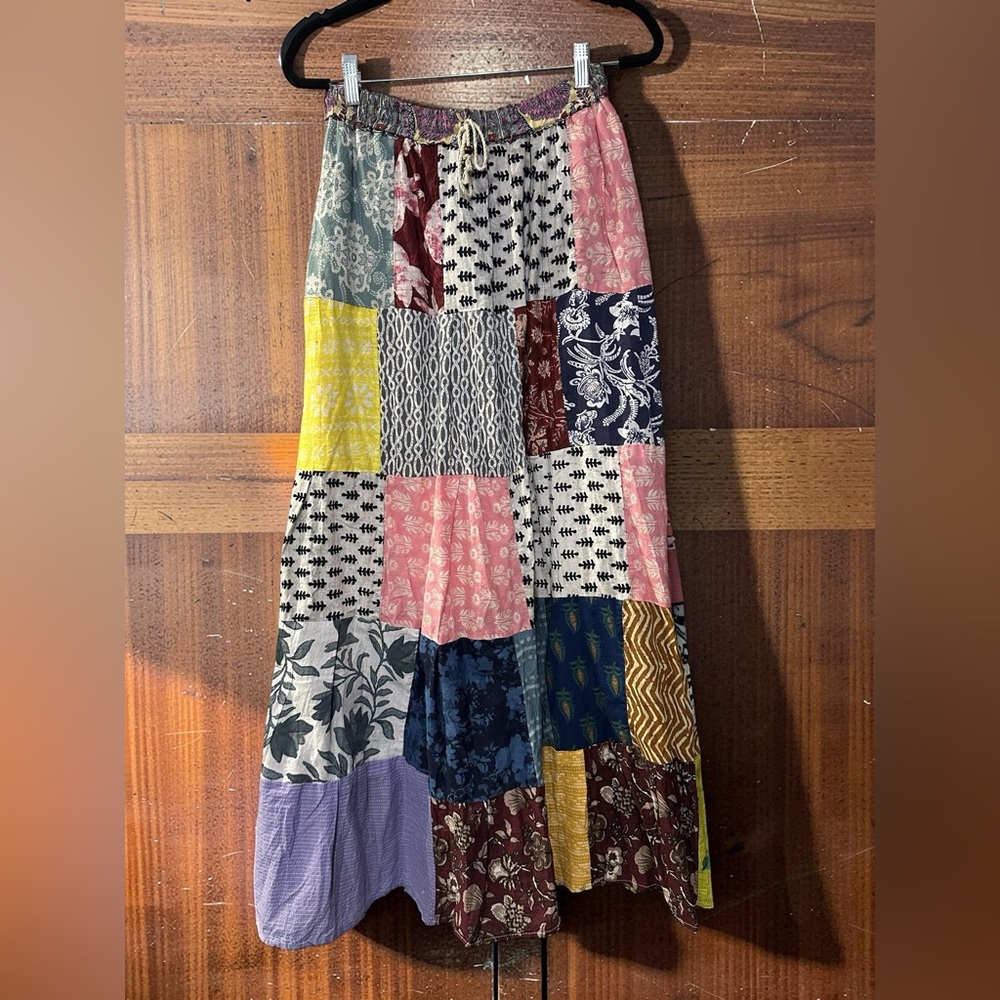 Kathmudo ImportsBohemian Cotton Patchwork Skirt Cotton Elastic Waist Small